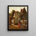a woman cleaning with a bucket in a backyard - Pieter de Hooch — framed artwork on a wall