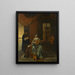 Una escena de interior con una mujer tocando laúd y un hombre tocando el violín - Pieter de Hooch — cuadro enmarcado en la pared