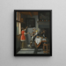 interior con un niño alimentando a un loro - Pieter de Hooch — cuadro enmarcado en la pared