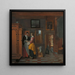 Interior painting with women next to a laundry cabinet - Pieter De Hooch — framed artwork on a wall