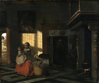 Pieter De Hooch - Interior with a Mother close to a Cradle.webp