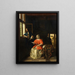 Interior painting with a young woman reading a letter - Pieter de Hooch — framed artwork on a wall