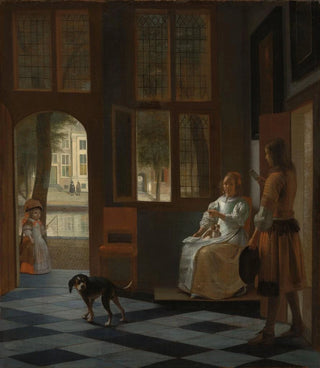 Pieter De Hooch - Man Handing a Letter to a Woman in the Entrance Hall of a House.webp