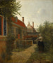 Woman with a Basket of Beans in a Vegetable Garden - Pieter de Hooch — artwork view