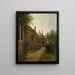 Woman with a Basket of Beans in a Vegetable Garden - Pieter de Hooch — framed artwork on a wall