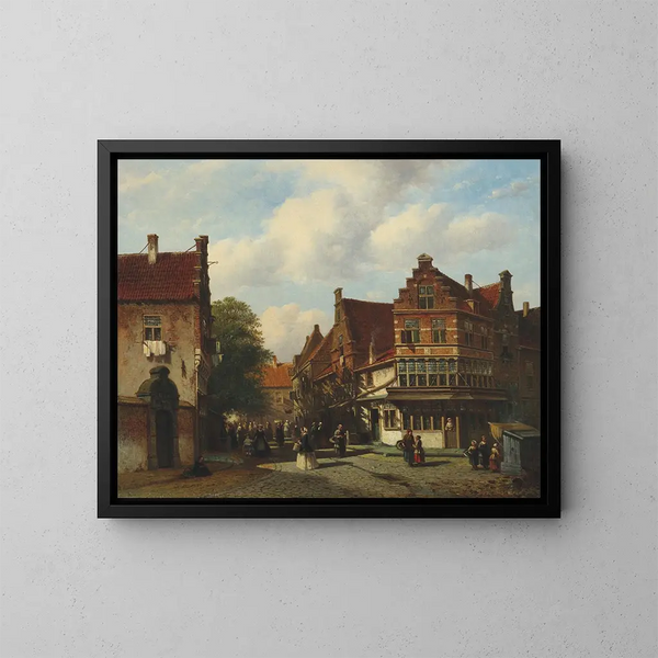 Una escena callejera neerlandesa - Pieter Gerardus Vertin — cuadro enmarcado en la pared