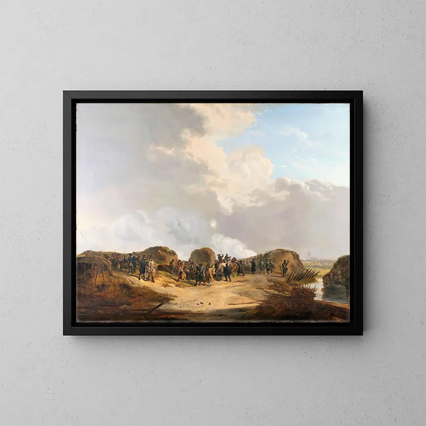 La media luna construida durante el asedio de Naarden, abril de 1814 - Pieter Gerardus van Os — cuadro enmarcado en la pared