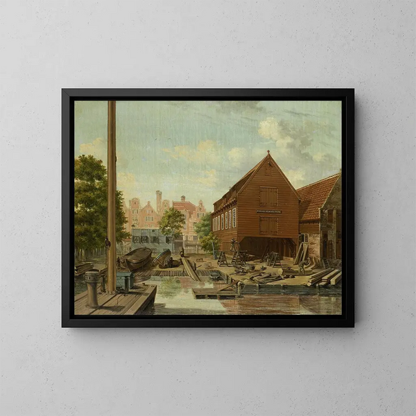 El astillero DHollandsche Tuin en Bickers Eiland en Ámsterdam - Pieter Godfried Bertichen — cuadro enmarcado en la pared