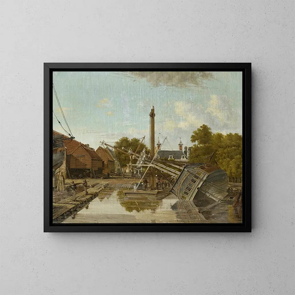 El astillero de Saint-Jacques Bickers Eiland Ámsterdam - Pieter Godfried Bertichen — cuadro enmarcado en la pared