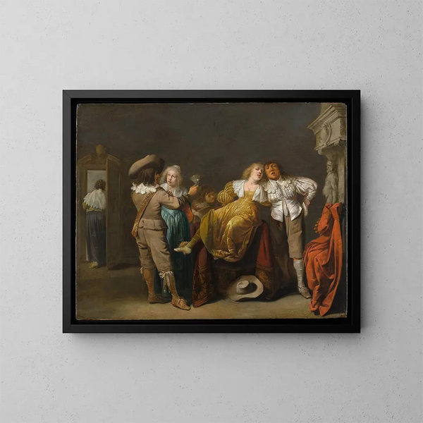 Une fête de joyeux convives - Pieter Jansz Quast — framed artwork on a wall