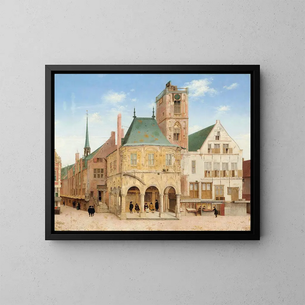 L'ancien hôtel de ville d'Amsterdam - Pieter Jansz Saenredam — framed artwork on a wall