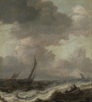 Pieter Mulier the Elder - Segelboote und Ruderboote auf bewegter See.webp