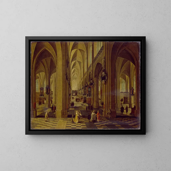 Interior of the Antwerp Cathedral - Pieter Neeffs the Elder — framed artwork on a wall