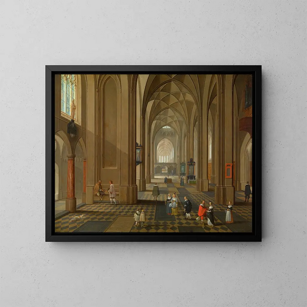 Interior of a church painting - Pieter Neeffs the Elder — framed artwork on a wall