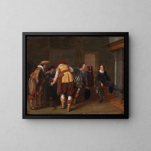 Les joueurs de jeux de société - Pieter Symonsz Potter — framed artwork on a wall