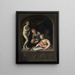 a girl drawing and a boy near a Venus statue - Pieter van der Werff — framed artwork on a wall