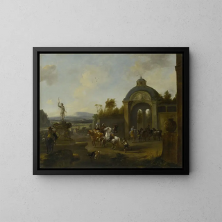Pieter Wouwerman - Hunting Party at a Fountain.webp