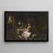 interior burgués con cuatro personas - Círculo de Pieter de Hooch — cuadro enmarcado en la pared