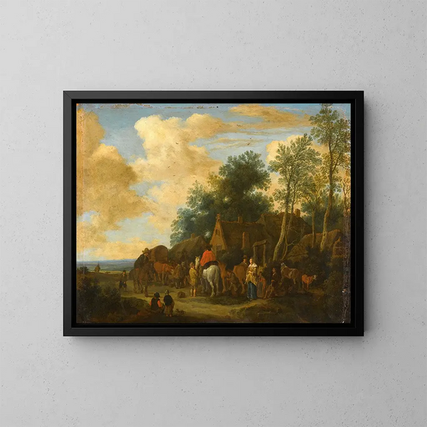 Stop at an Inn by the Roadside - Pieter de Molijn — framed artwork on a wall