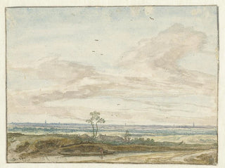 Pieter de Molijn - Wijd landschap met een weg langs een vaart.webp