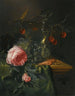 naturaleza muerta con una rama de cerezo en un vaso cónico Römer medio lleno de uvas rojas y verdes - Pieter de Ring — vista de la obra