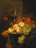 Still life with fruits and a cherry branch on a Berkemeyer glass - Pieter de Ring — artwork view