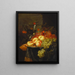 Still life with fruits and a cherry branch on a Berkemeyer glass - Pieter de Ring — framed artwork on a wall