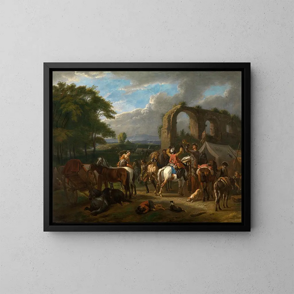 Cavalier Scene - Pieter van Bloemen — framed artwork on a wall