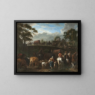 Pieter van Bloemen - Landscape with Peasants Soldiers and Cattle.webp