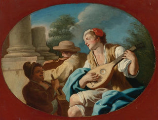 Pietro Bardellino - A Young Man Playing The Lute With Others Playing A Violin And A Rommelpot.webp