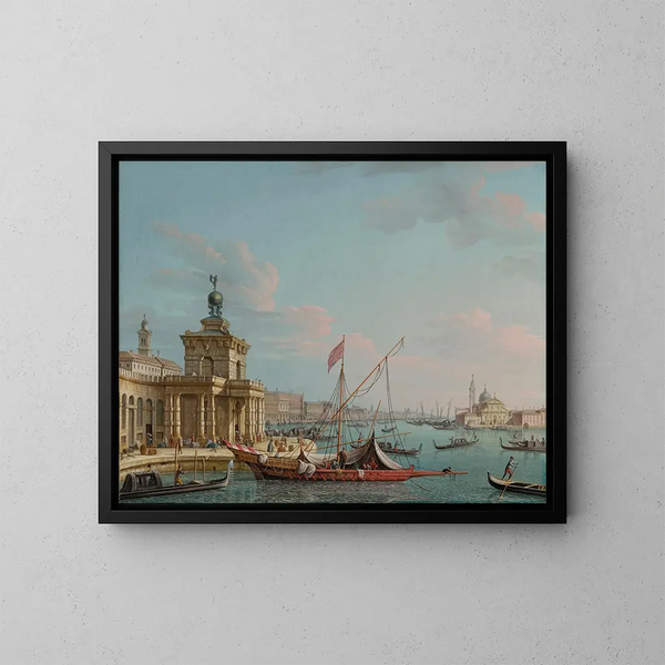 Venecia con la Punta della Dogana vista hacia el este en dirección al Palacio de los Doges - Pietro Bellotti — cuadro enmarcado en la pared