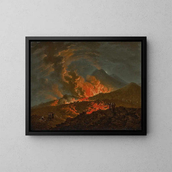 L'Éruption du Vésuve de nuit - Pietro Fabris — framed artwork on a wall