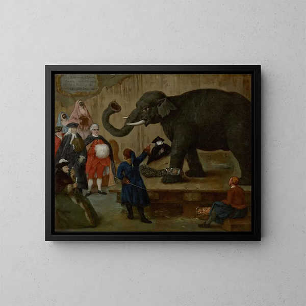 L'Exposition de l'Éléphant - Pietro Longhi — cuadro enmarcado en la pared