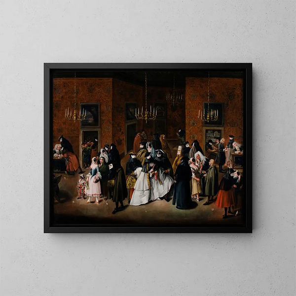 El Ridotto - Pietro Longhi — cuadro enmarcado en la pared