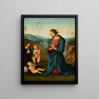 Pietro Perugino - Madonna the Infant St John and an angel worshiping the Christ Child.webp