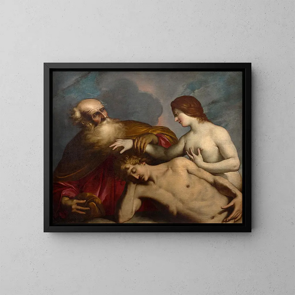 Creation of Adam and Eve - Pietro Ricchi — framed artwork on a wall