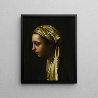 Pietro Rotari - A Peasant Girl In Profile Wearing A White Scarf.webp