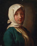 Una niña con una chaqueta azul y un pañuelo blanco - Pietro Rotari — vista de la obra