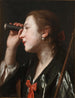 Girl looking through a telescope - Pietro Rotari — artwork view