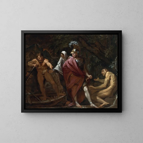 Aeneas on the banks of Styx - Pietro Testa — framed artwork on a wall