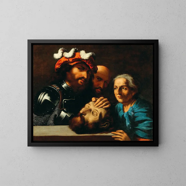 Herodes con la cabeza de san Juan Bautista - Pietro della Vecchia — cuadro enmarcado en la pared