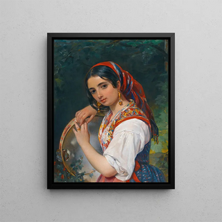 Pimen Nikitich Orloff - A Shepherd Girl With A Tambourine.webp
