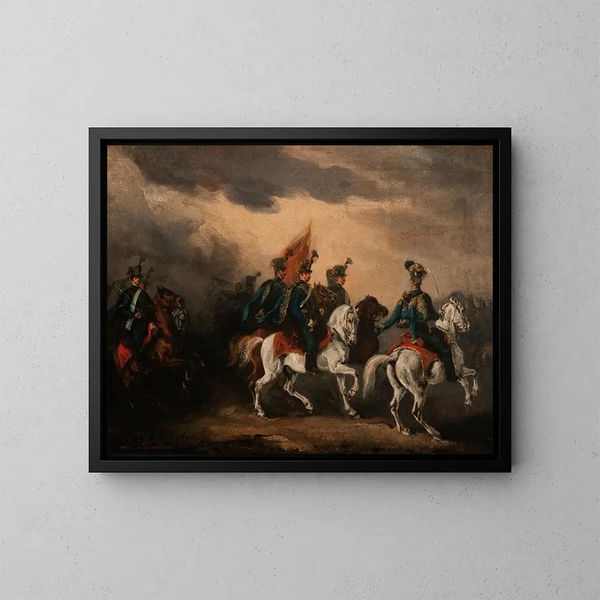 Hussards azules - Piotr Michałowski — cuadro enmarcado en la pared
