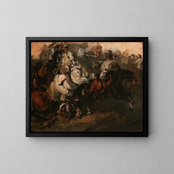 Encuentro de caballeros en cuirassiers - Piotr Michałowski — cuadro enmarcado en la pared