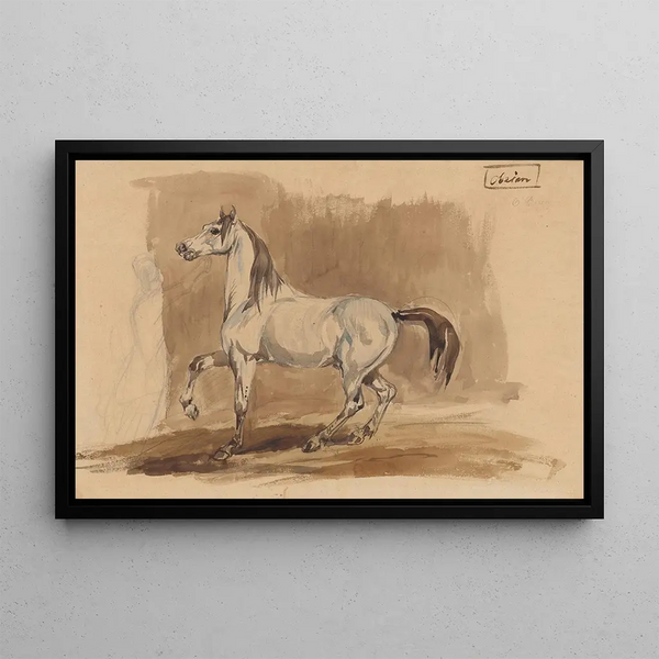 de caballo árabe gris Obeian - Piotr Michałowski — cuadro enmarcado en la pared