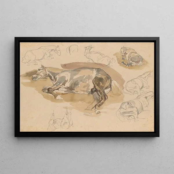 Estudios y bocetos de caballo al galope - Piotr Michałowski — cuadro enmarcado en la pared