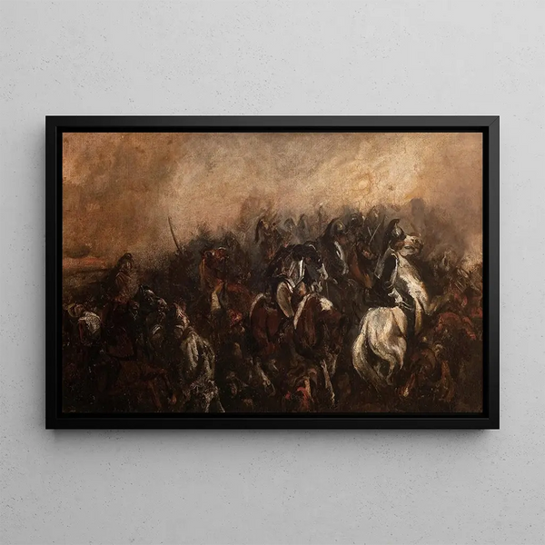 La Batalla de Moháisk - Piotr Michałowski — cuadro enmarcado en la pared