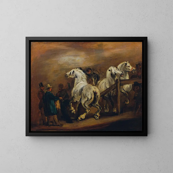 Mercado de caballos - Piotr Michałowski — cuadro enmarcado en la pared