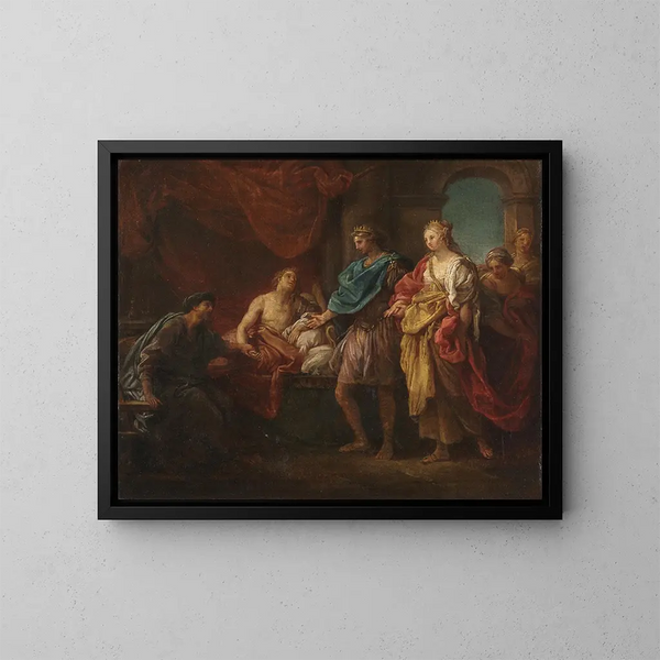 Estudio para Antioquía y Estratonice - Pompeo Batoni — cuadro enmarcado en la pared