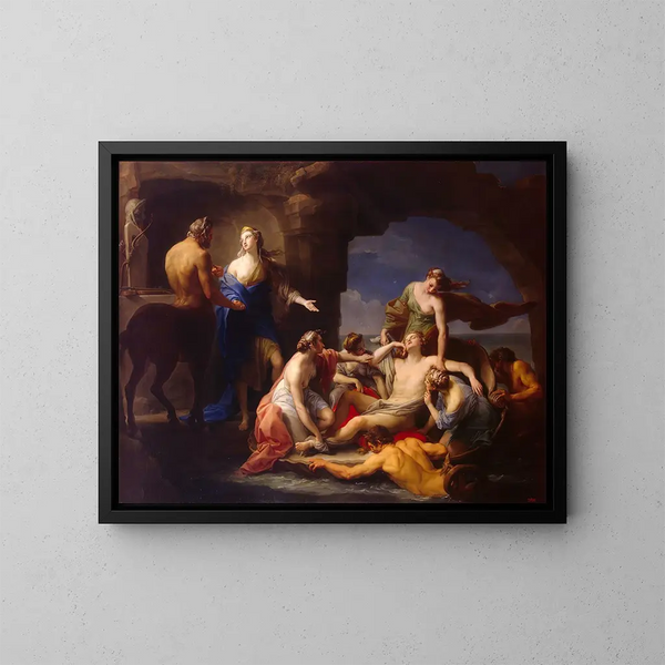 Thétis removes Achilles from the centaur Chiron - Pompeo Batoni — framed artwork on a wall